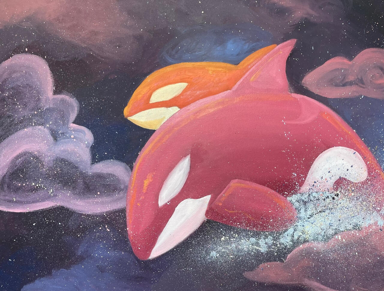 Swimming in Stars. 24” x 18”. Oil on Canvas board.